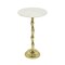 Gold Side Table with White Marble Top | Decorative Modern End Table | Bamboo Shape Aluminum Base | Accent Table for Living Room | 14x14x23.5"